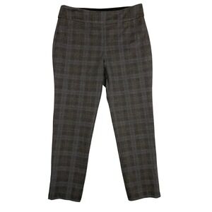 Charter Club Women's Cambridge Slim Plaid Pants Size 16 Gray Ponte Knit‎